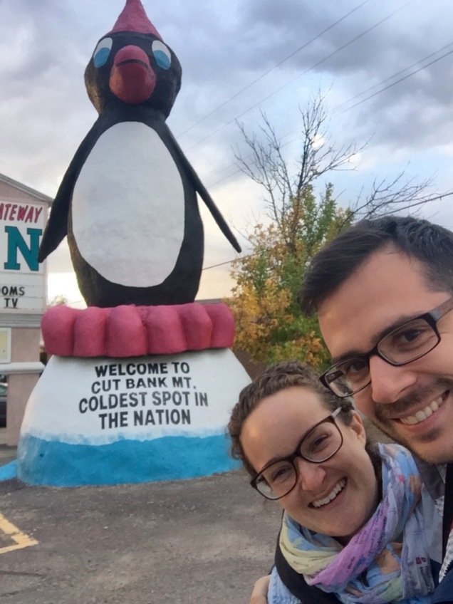 Cut Bank, Montana claims to be the the coldest spot in the USA. However, a quick google search shows that a few communities like to make the same claim, but Cut Bank is the only one with a cool penguin statue.