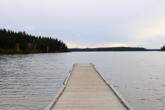 The dock at Paint Lake in Paint Lake Provincial Park, Manitoba