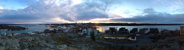 The view of Back Bay from the top of Pilot's Monument in Yellowknife's Old Town.