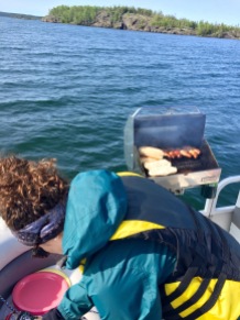 BBQing on the Pontoon for Father's Day